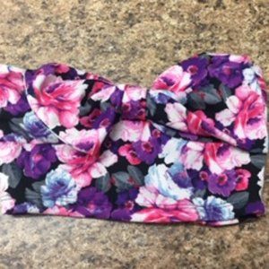 Bow floral crop top bandeau